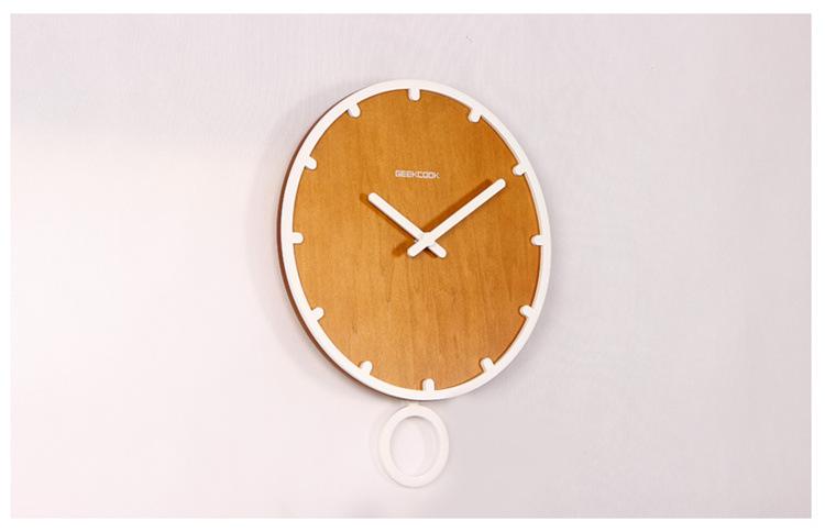 工厂直销 一件代发简约北欧时钟:与时摇摆 创意家居木钟表 挂的钟